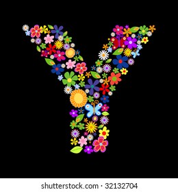 Vector flower font, letter Y