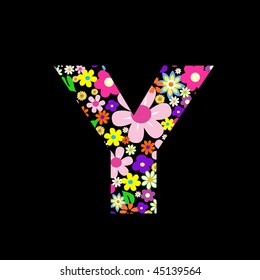 Vector flower font, letter Y