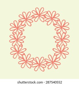 Vector flower font vintage style with sweet color. Letter O.