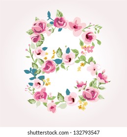 vector flower font,capital B