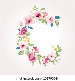 vector flower font,capital C