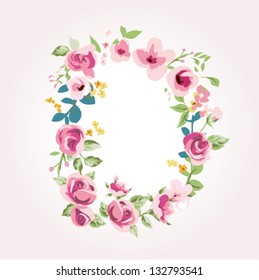 vector flower font,capital D