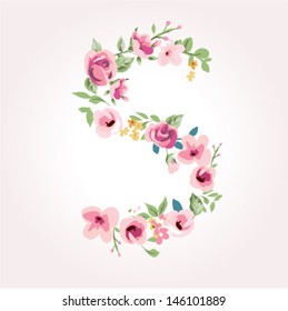 vector flower font,capital S