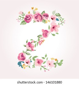 vector flower font,capital Z