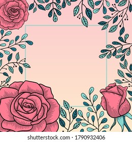 Marco floral vectorial. Diseño para tarjetas de invitación, boda o saludo