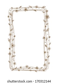 Vector flower frame design on white background 
