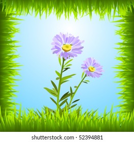 vector flower in frame. eps10