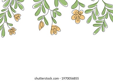 Vector flower frame. Line art