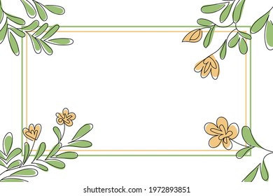 Vector flower frame. Line art plants