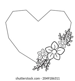 Vector flower frame. Ornament for decoration. An element for congratulations. Illustration for printing. Festive drawing.