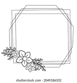 Vector flower frame. Ornament for decoration. An element for congratulations. Illustration for printing. Festive drawing.