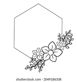 Vector flower frame. Ornament for decoration. An element for congratulations. Illustration for printing. Festive drawing.