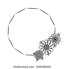 Marco floral vectorial. La decoración es muy agradable. Un elemento para felicitaciones. Ilustración para imprimir. Dibujo festivo.