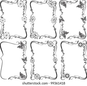 Vector flower frame set