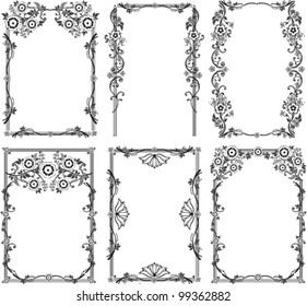 Vector flower frame set