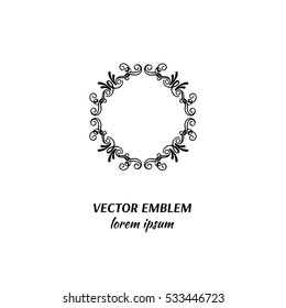 Vector flower frame symbol. Handdrawn logotype for flower shop isolated on white background and easy to use. Perfect logo for your business. Clean and minimalistic symbols.
