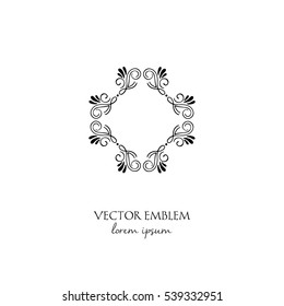 Vector flower frame symbol. Handdrawn logotype for flower shop isolated on white background and easy to use. Perfect logo for your business. Clean and minimalistic symbols.