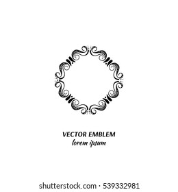 Vector flower frame symbol. Handdrawn logotype for flower shop isolated on white background and easy to use. Perfect logo for your business. Clean and minimalistic symbols.