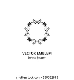 Vector flower frame symbol. Handdrawn logotype for flower shop isolated on white background and easy to use. Perfect logo for your business. Clean and minimalistic symbols.