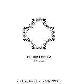 Vector flower frame symbol. Handdrawn logotype for flower shop isolated on white background and easy to use. Perfect logo for your business. Clean and minimalistic symbols.