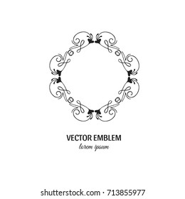 Vector flower frame symbol. Handdrawn logotype for flower shop isolated on white background and easy to use. Perfect logo for your business. Clean and minimalistic symbols.