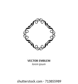 Vector flower frame symbol. Handdrawn logotype for flower shop isolated on white background and easy to use. Perfect logo for your business. Clean and minimalistic symbols.