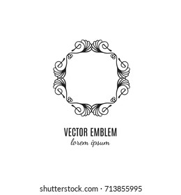 Vector flower frame symbol. Handdrawn logotype for flower shop isolated on white background and easy to use. Perfect logo for your business. Clean and minimalistic symbols.