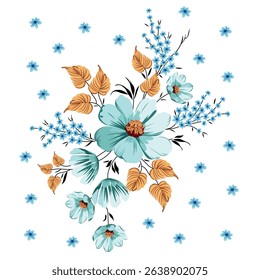 vector flower full color pattern on white