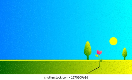 Vector flower in grain brush style
