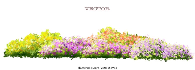 Vector of flower grass or blooming shrub isolated on white background,tree elevation for landscape concept,environment panorama scene,eco design,meadow for spring