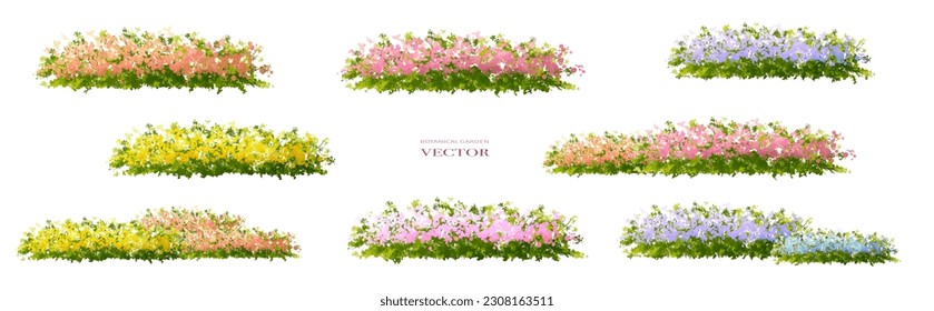 Vector of flower grass or blooming shrub isolated on white background,tree elevation for landscape concept,environment panorama scene,eco design,meadow for spring