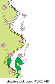 vector flower green banner on white backdrop