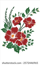 Vector Flower and green grass 