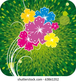 Vektorgrafik-Blume auf grünem, glänzendem Hintergrund