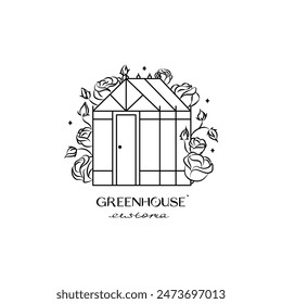 Vector flower greenhouse with eustoma