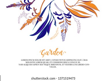 Vector flower greeting card. Modern contrast design. Botanical artwork for birthday, greeting cards, wedding decoration, logo design, flyers, posters, cosmetic advertising