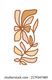 Vector Flower Groovy hippie funny boho naive art palette. inspired pattern in rectangular shape. Great for fabric, giftwrap scrapbooking, package, poster card.