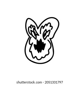Vector flower for Halloween with black line on white background doodle style.Holiday,horror,scary illustration for all saints day hand drawn.Designs for invitations,social media,posters,packaging.