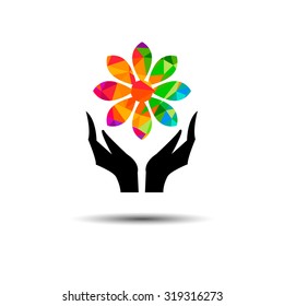 vector flower hand finger celebration graphic modern illustration beauty