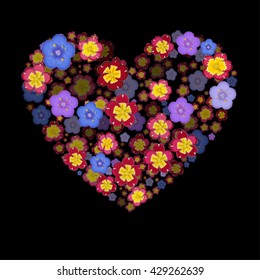 Vector flower Heart with 3d effect.  Vector Art, Stock Vector