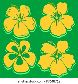 Vector Flower. Hibiscus Collection in green. Easy to edit. Perfect for invitations or announcements.