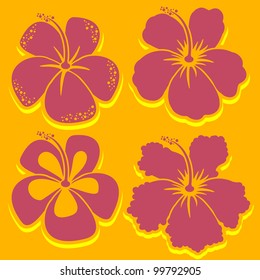Vector Flower. Hibiscus Collection in red. Easy to edit. Perfect for invitations or announcements. In gallery also accessible variant in other colors.