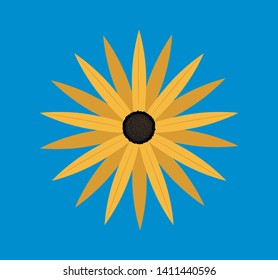 Flor vectorial. Ícono de la flor. Decoración.  Ilustración. Icono de flores. Fondo azul. Naturaleza.