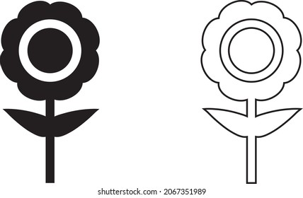 Vector Flower Icon. Trendy flat design style. Flower icons graphic design vector symbols. Isolated on White background
