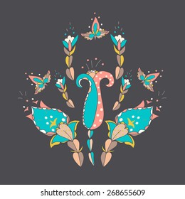Vector flower illustration for card, poster, textile