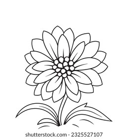 Vector flower illustration, line art, coloring page