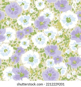 Vector flower illustration with pastel color seamless repeat pattern