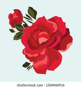 Vector flower illustration: red rose. Wedding design: invitations, cards, background design - Vector 