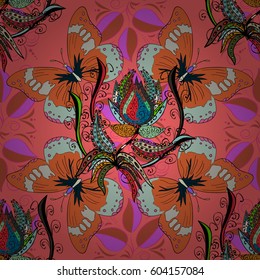 Vector flower illustration. Seamless pattern with floral motif. Seamless floral pattern with colorful flowers, watercolor.