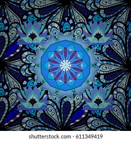 Vector flower illustration. Seamless pattern with floral motif.  